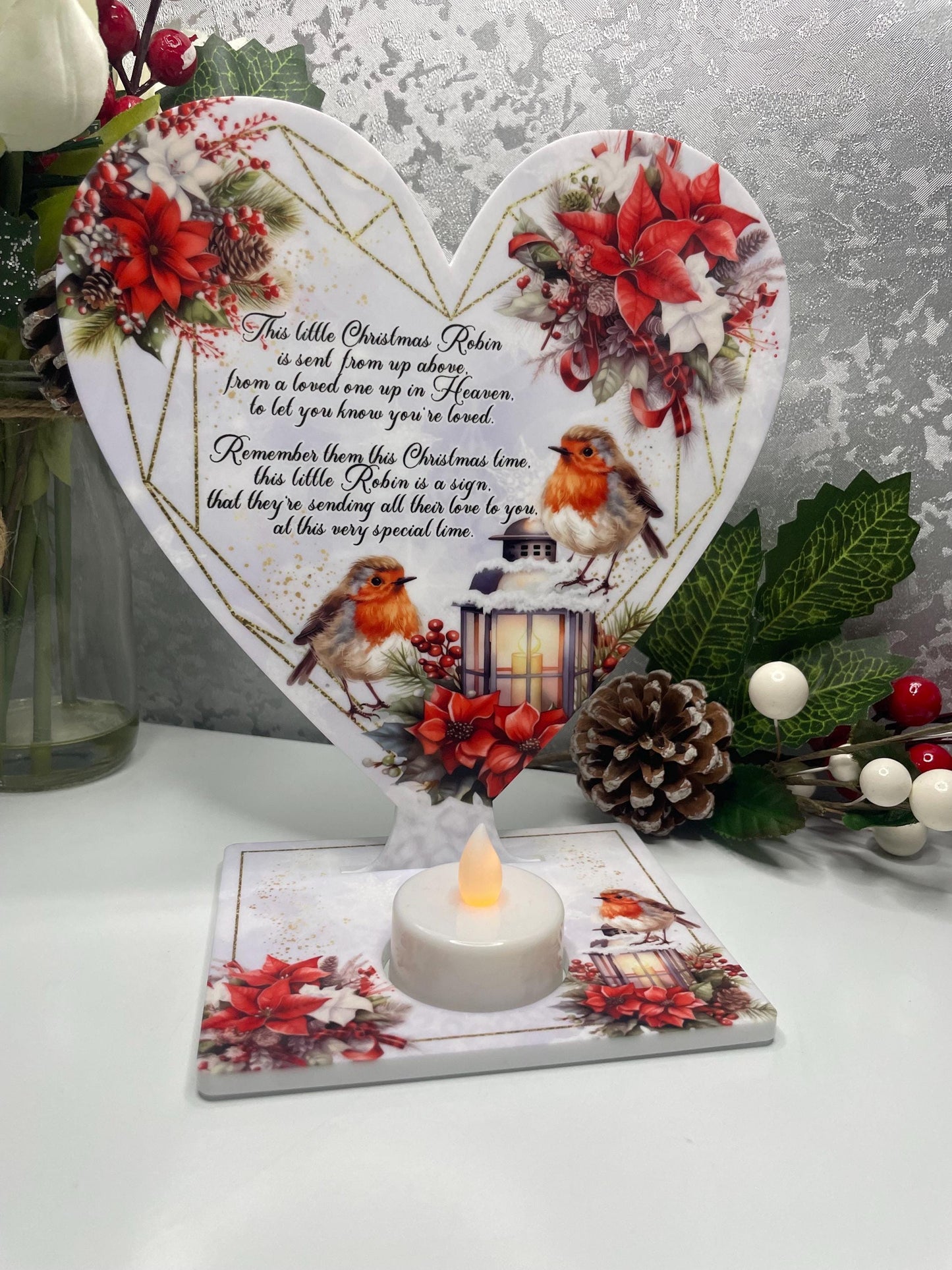 This Little Christmas Robin Tealight- Remembrance Plaque