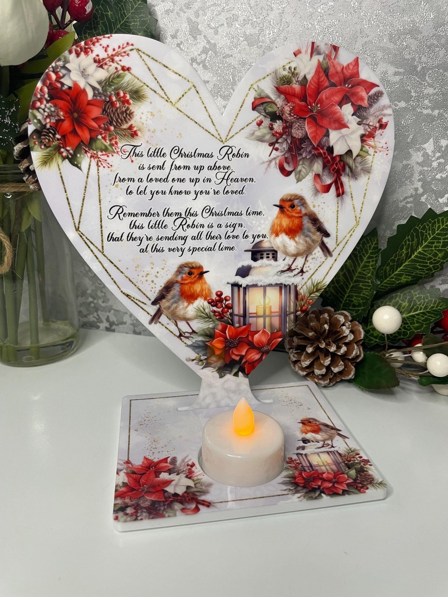 This Little Christmas Robin Tealight- Remembrance Plaque