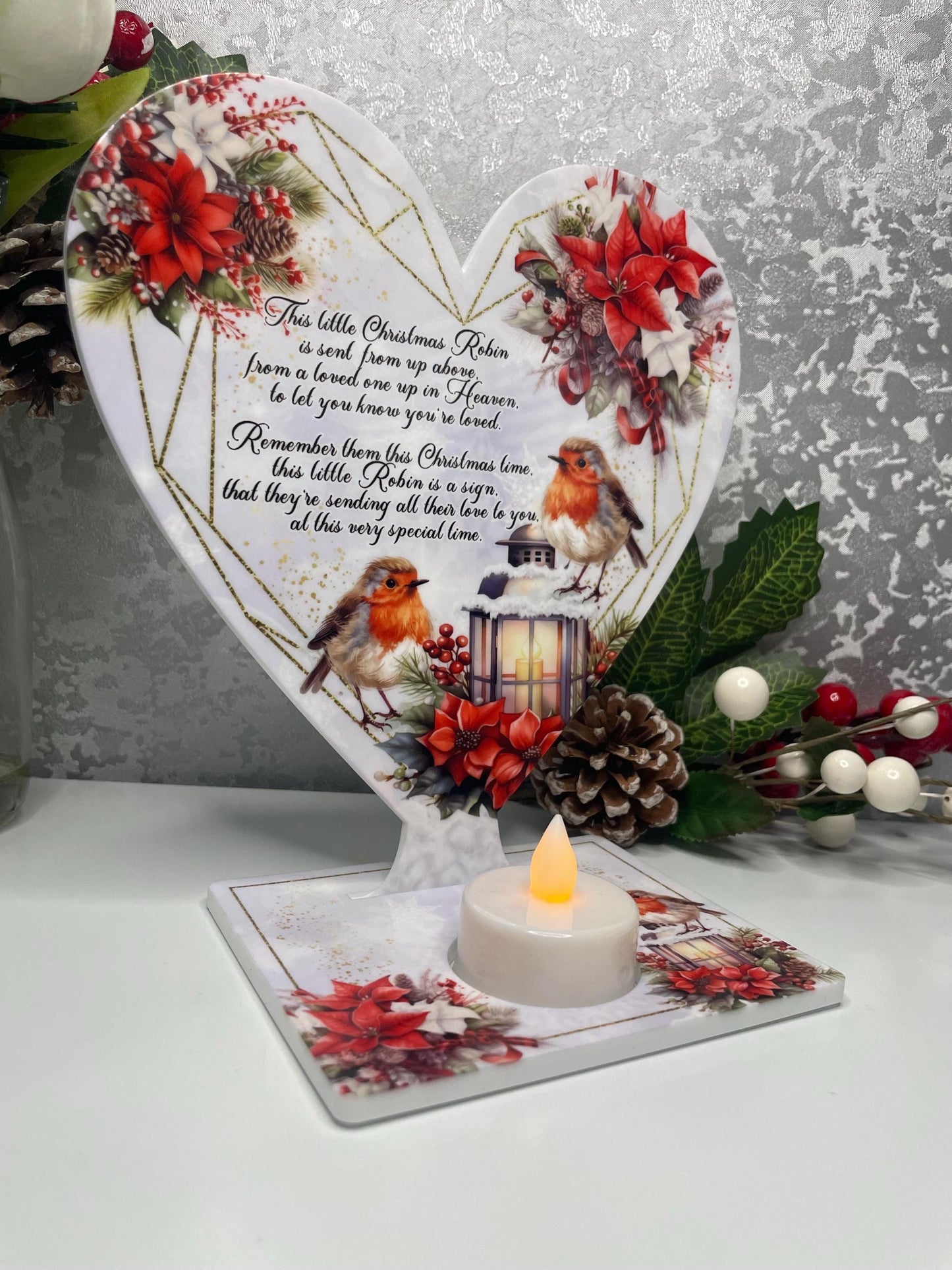 This Little Christmas Robin Tealight- Remembrance Plaque