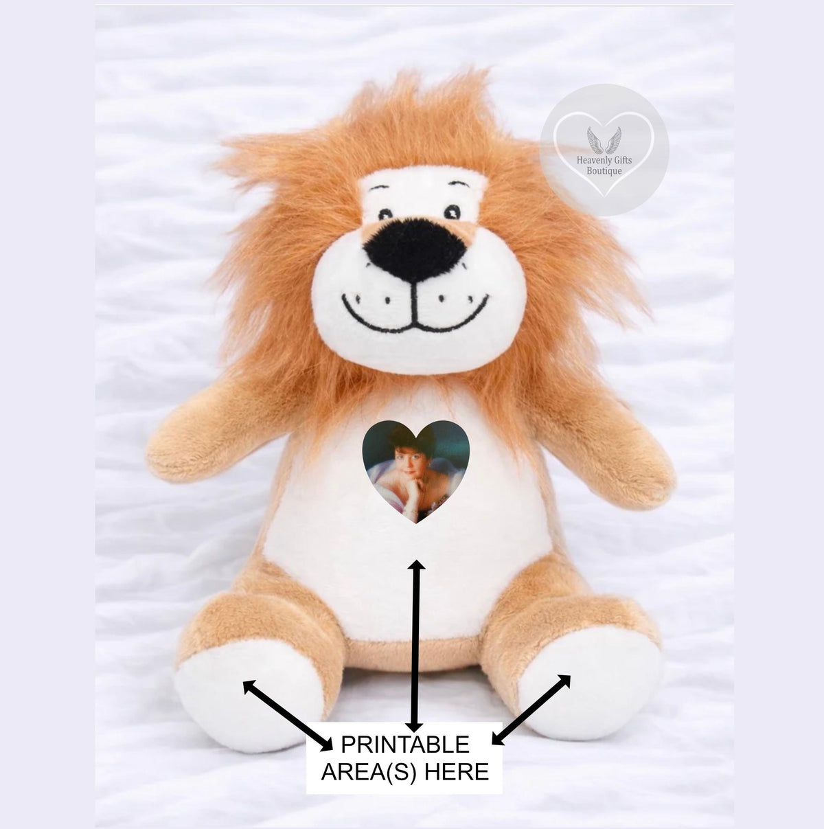 Lion memorial teddy bereavement keepsake with personalised photo