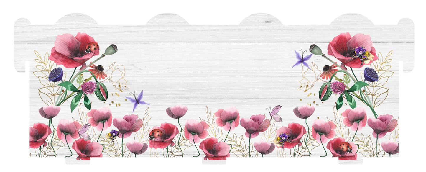 Personalised poppy memorial bench keepsake with custom wording