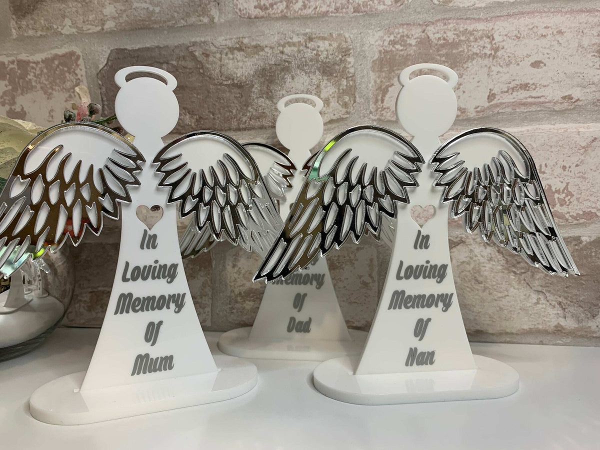 Personalised standing angel remembrance gift for a deeply missed loved one