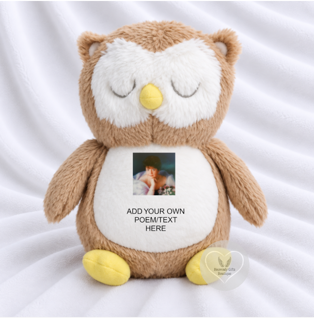 Sleeping owl photo remembrance keepsake for remembering someone special