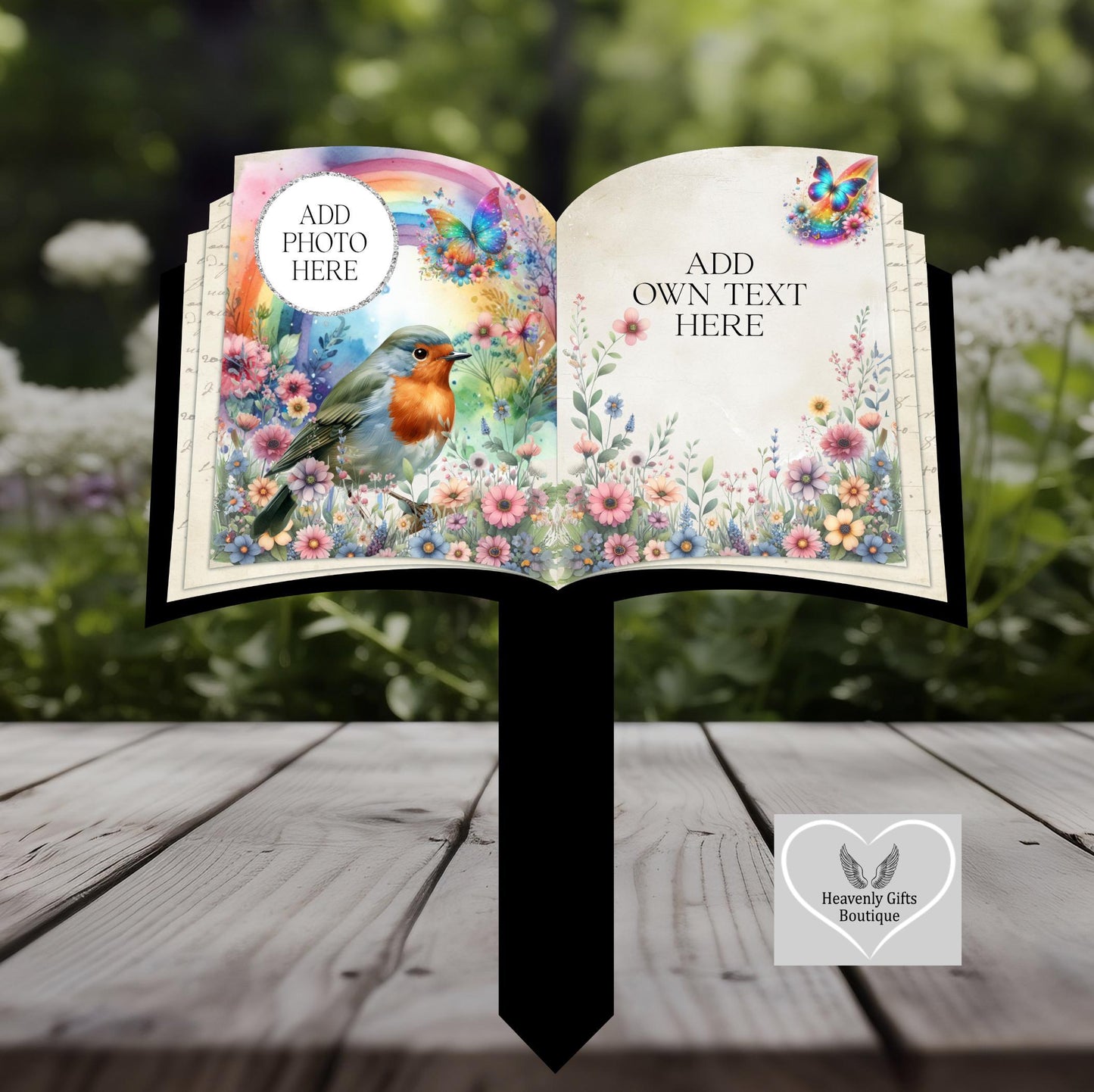 Floral Rainbow Robin Poem Memorial Grave Marker