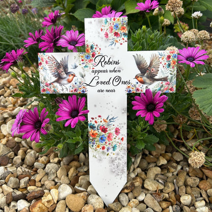 Robins Appear Cross Grave Marker