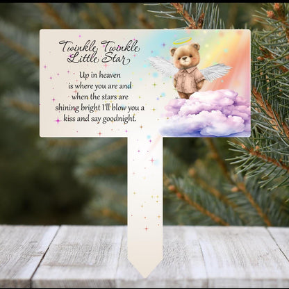 Twinkle Twinkle Little Star Infant-Baby Grave Marker with Teddy Bear Design