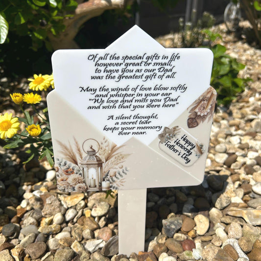 Heavenly Fathers Day Letter - Beige Grave Marker