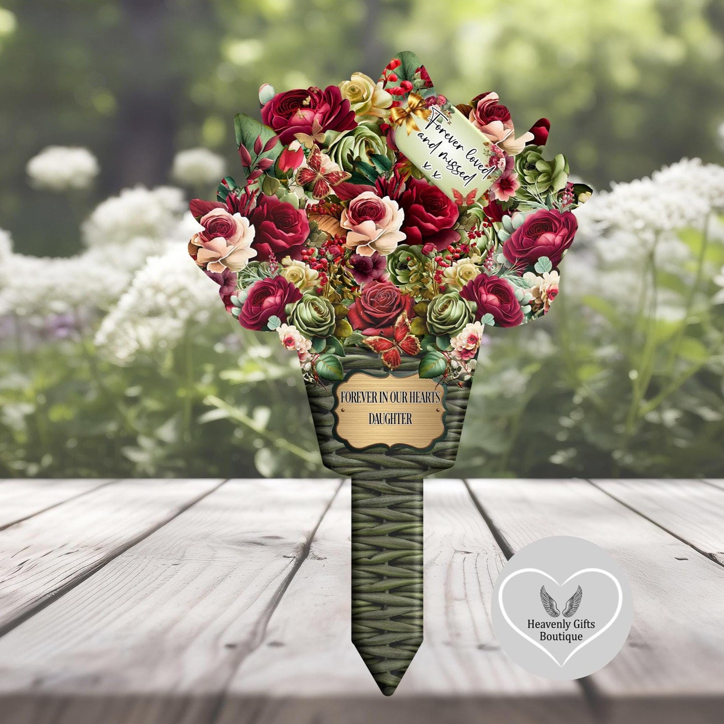 Forever in our hearts memorial grave decoration