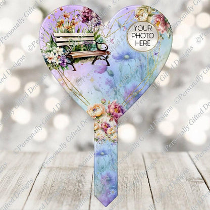 Floral Bench Memorial Heart Grave Marker