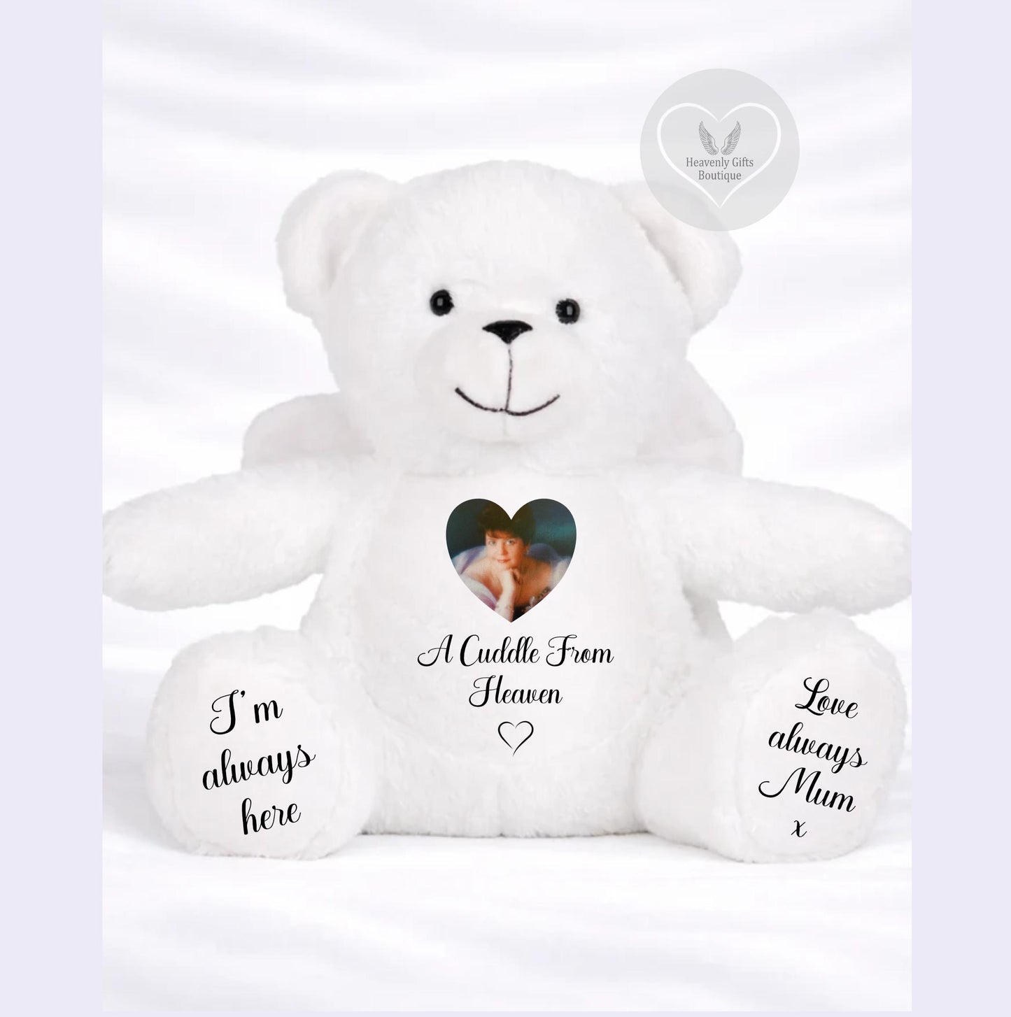 White Angel Wings Memorial Teddy Bear