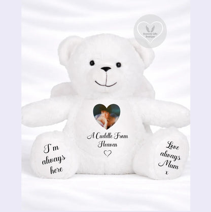 White Angel Wings Memorial Teddy Bear