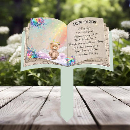 Personalised baby grave marker with photo and A Story Too Short poem