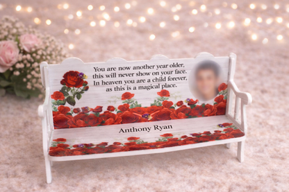 Red Roses Memorial Bench Keepsake