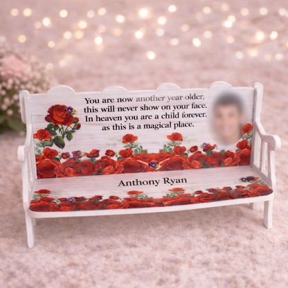 Red Roses Memorial Bench Keepsake