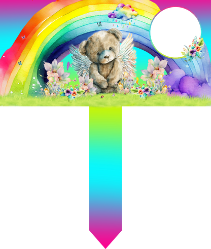 Sleep Tight Little One- Teddy Bear Rainbow Grave Marker