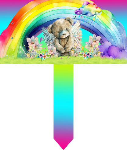 Sleep Tight Little One- Teddy Bear Rainbow Grave Marker
