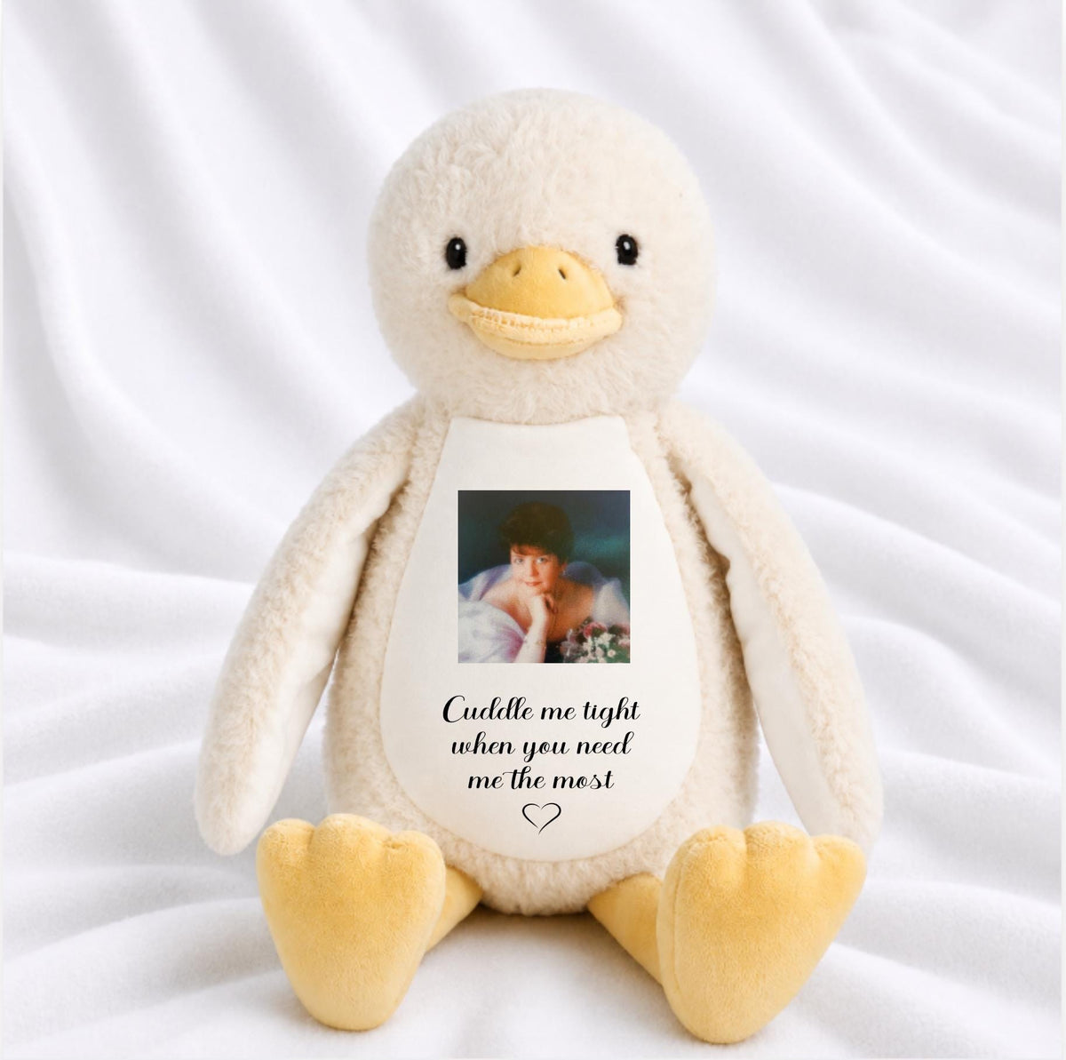 Cuddle Me Tight memorial duck with personalised square photo