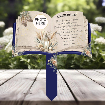 A Chapter of Love memorial plaque for Dad with custom photo