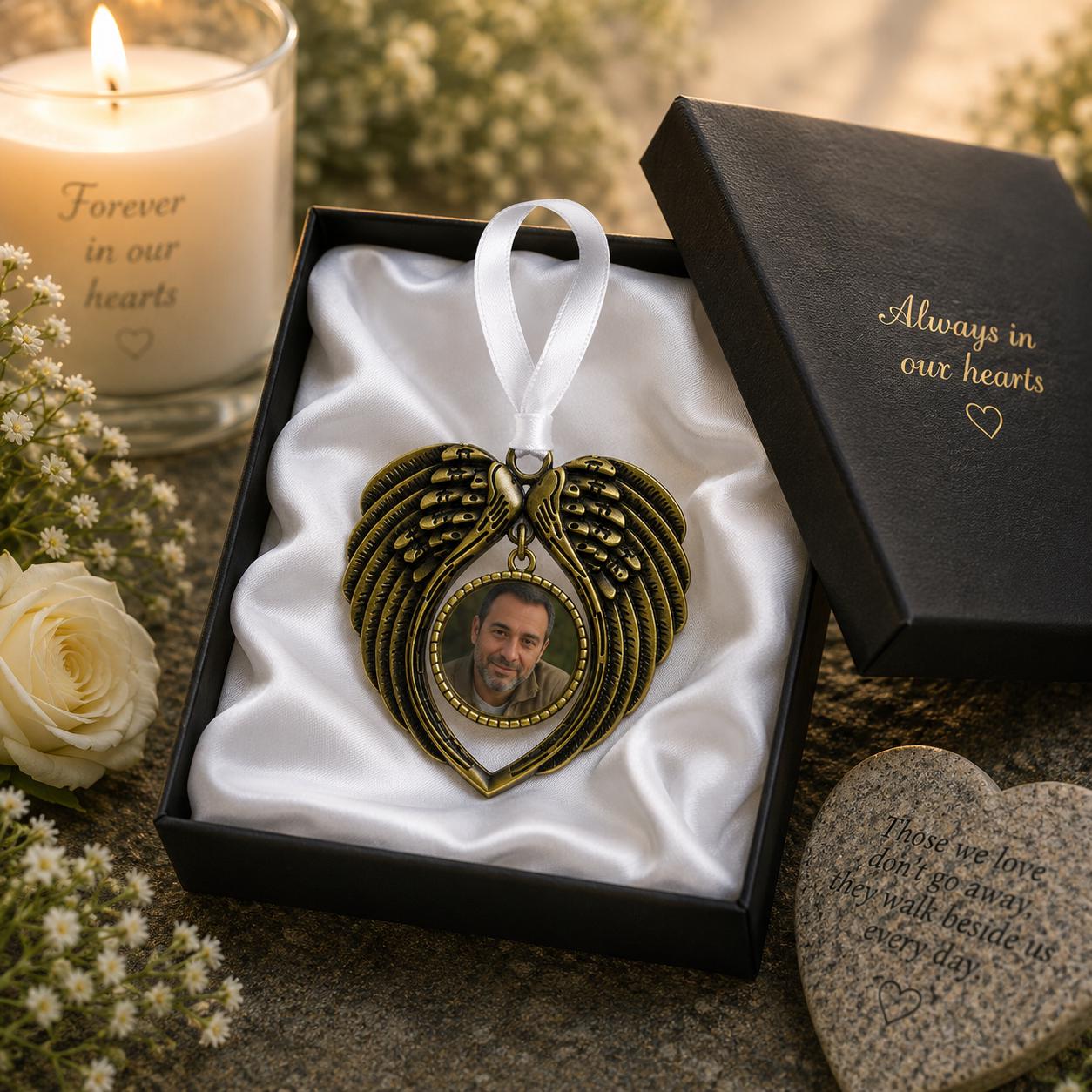 Angel wings charm with personalised photo
