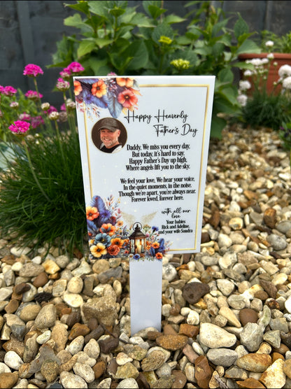 Happy Heavenly Fathers Day Card - Blue Grave Marker