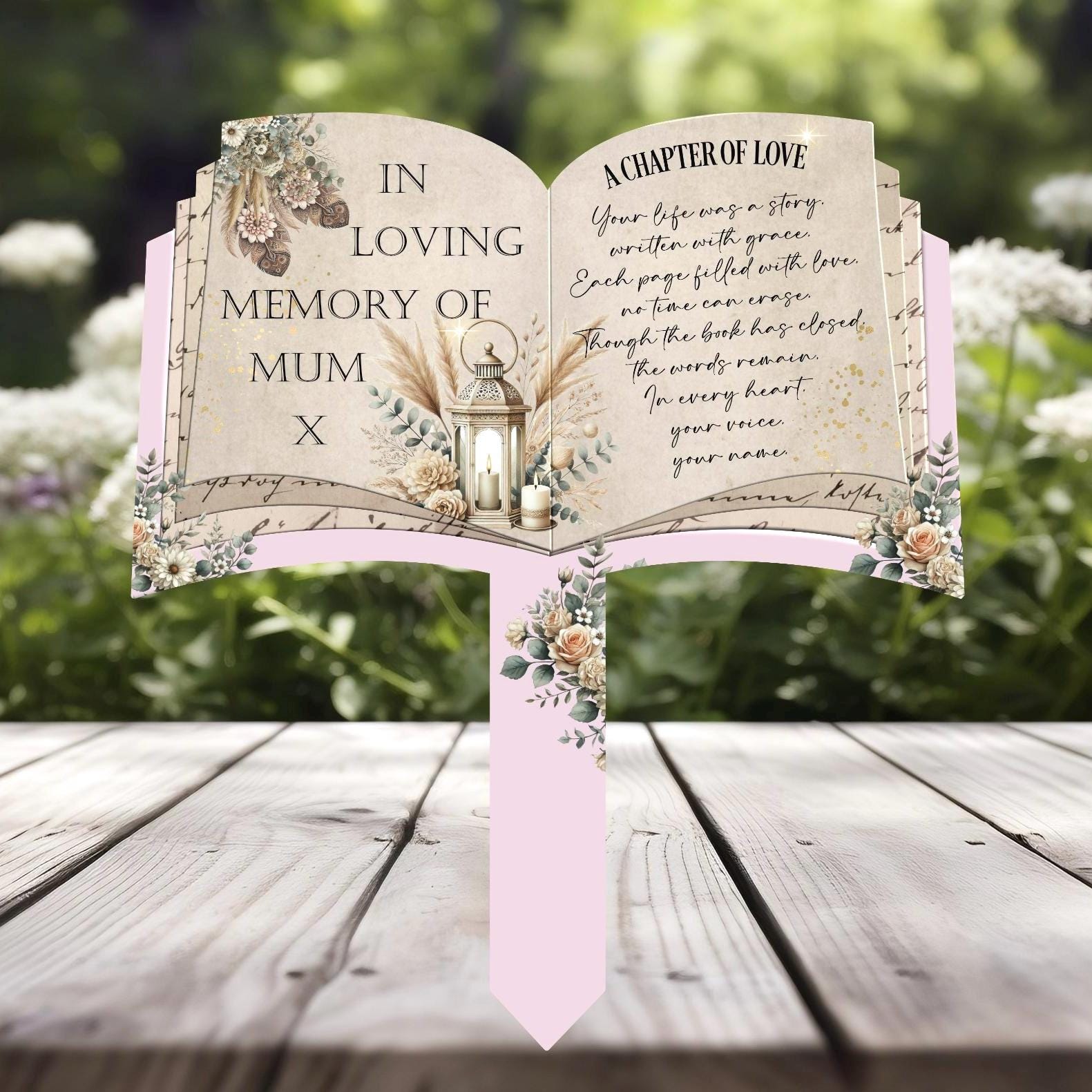 Mum in heaven open book grave marker personalised remembrance plaque