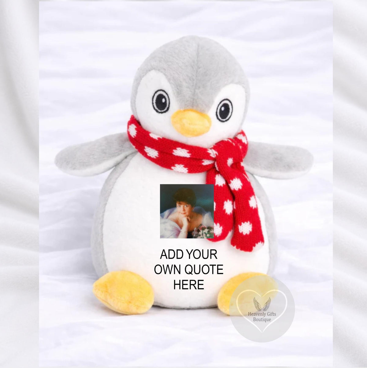 Personalised memorial penguin with your own special remembrance wording