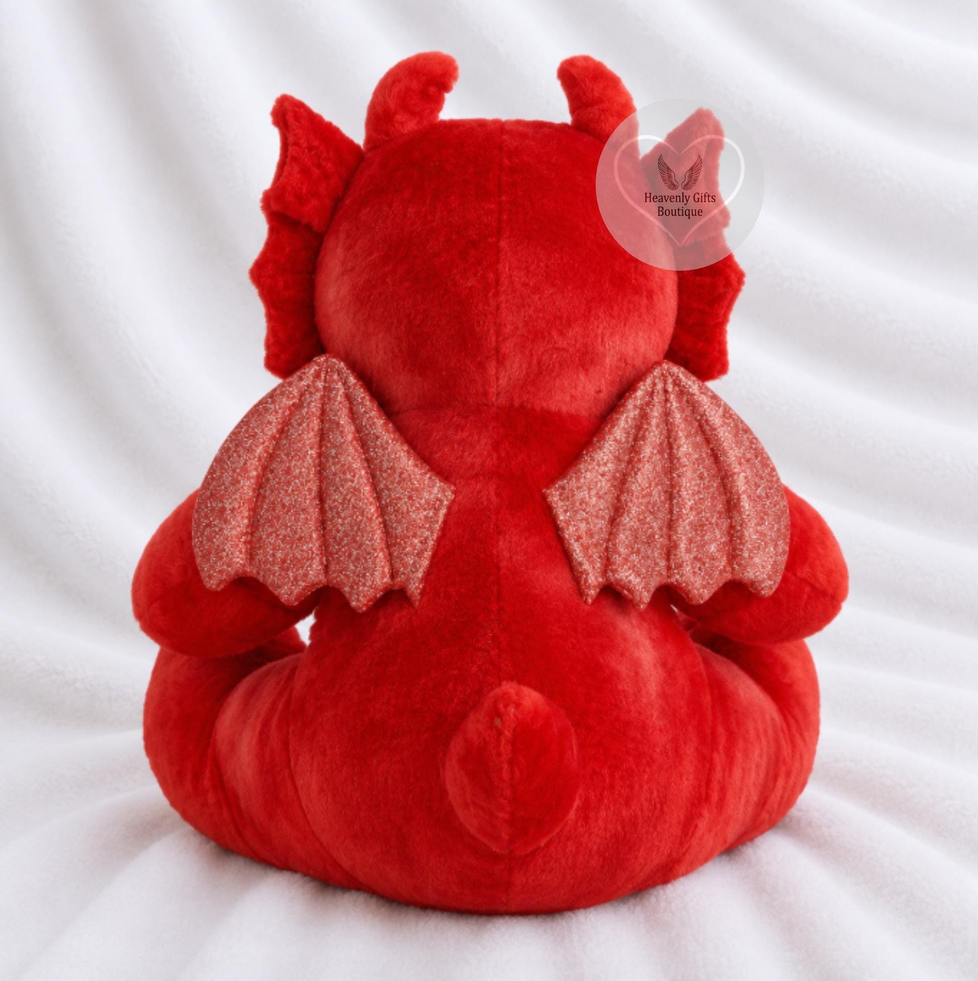 Back view of personalised red dragon memorial keepsake