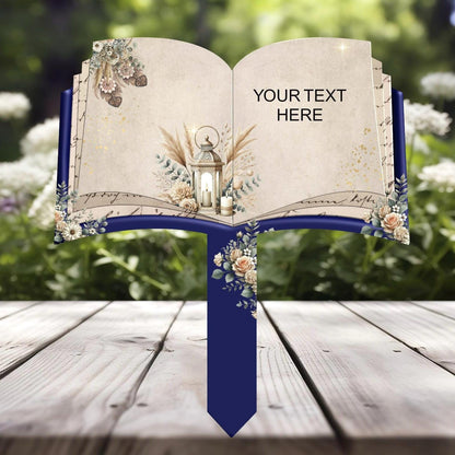 Open book memorial marker for Dad with personalised text