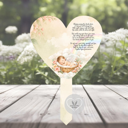 Neutral personalised baby loss grave marker with name and remembrance poem