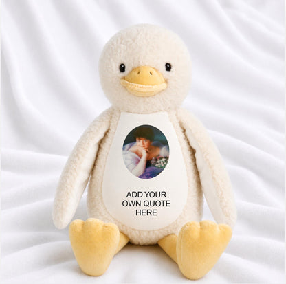 Personalised memorial duck with circle photo and custom remembrance wording