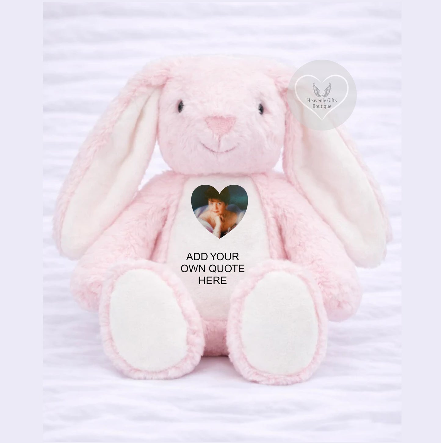 Pink memorial bunny with your own custom wording 