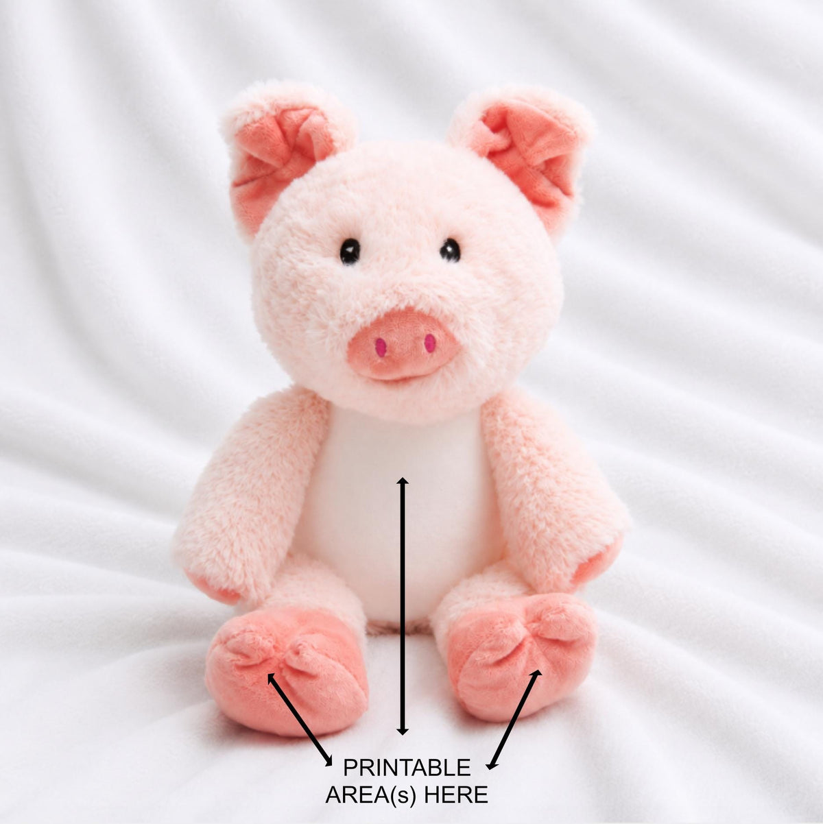 Personalised memorial pink pig with photo and comforting remembrance wording