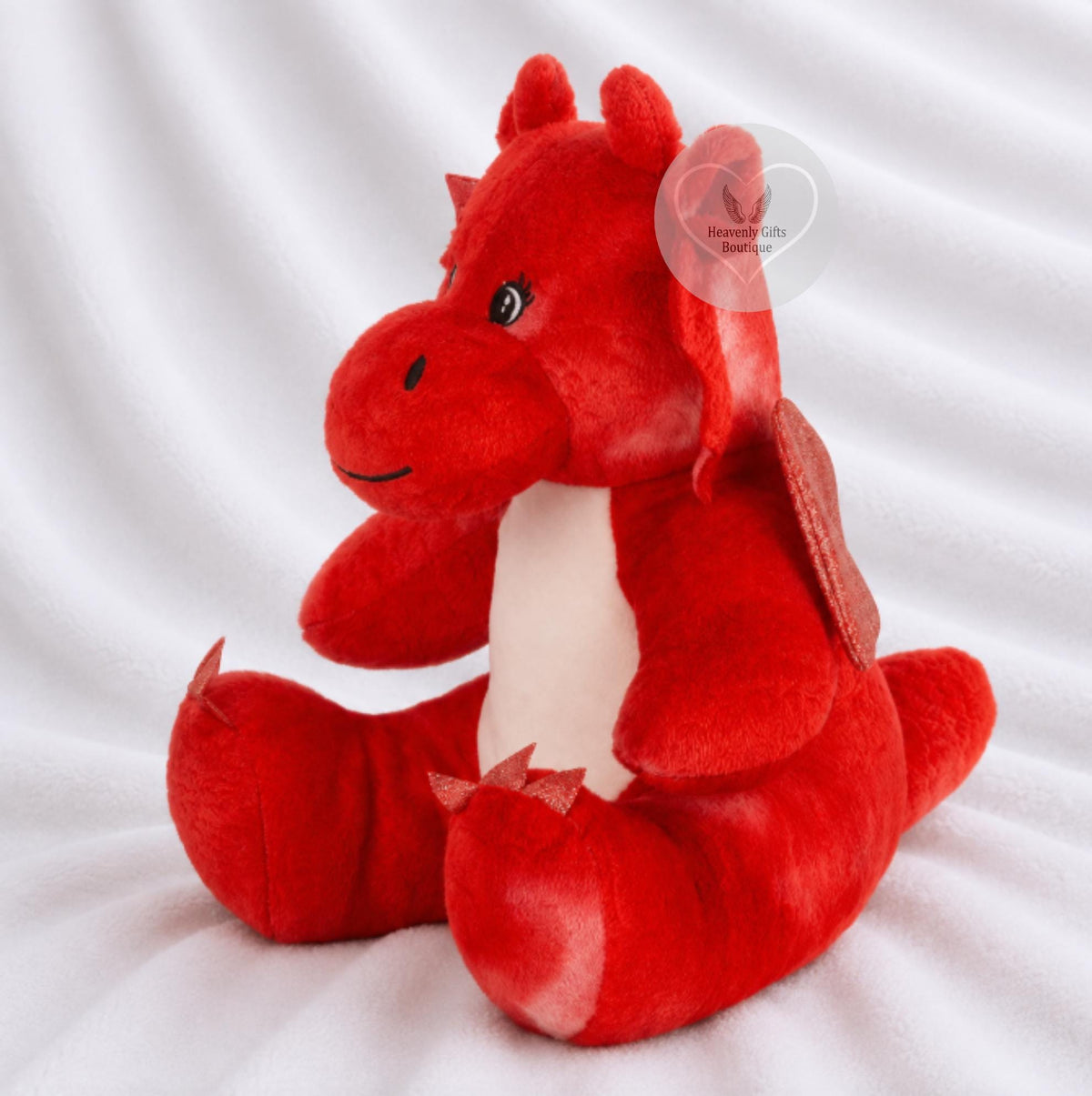 Side view of personalised red dragon memorial keepsake
