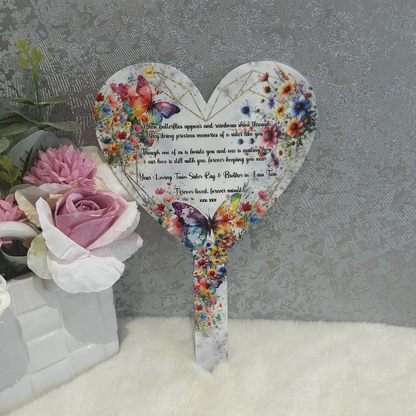 Butterfly's Poem Heart Grave Marker