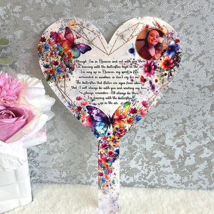 Butterfly's Poem Heart Grave Marker