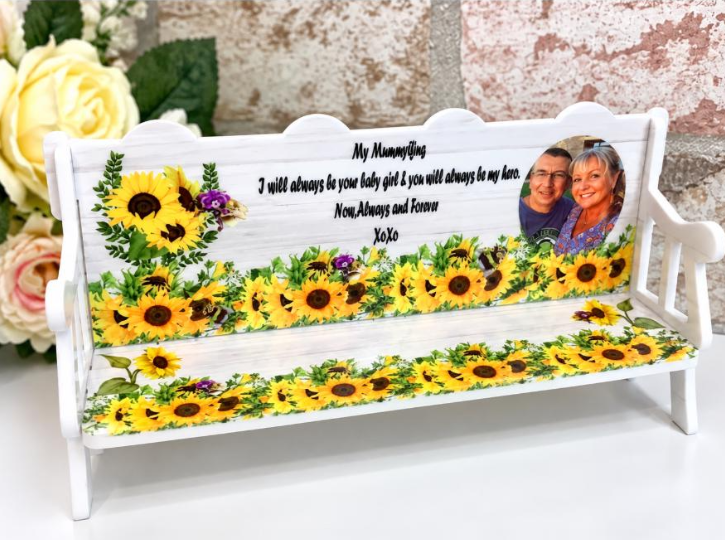 In Memory Sunflower Memorial Bench Keepsake