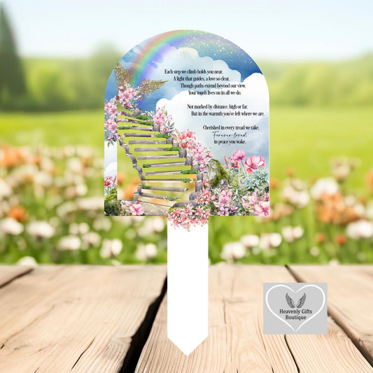 3D Stairs to Heaven personalised arch grave marker memorial plaque