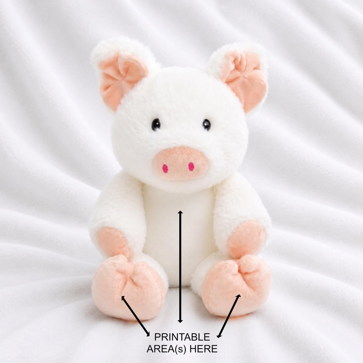 Personalised memorial white pig with photo and comforting remembrance wording