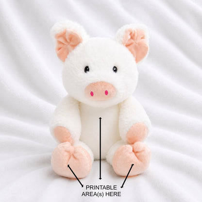 Personalised memorial white pig with photo and comforting remembrance wording