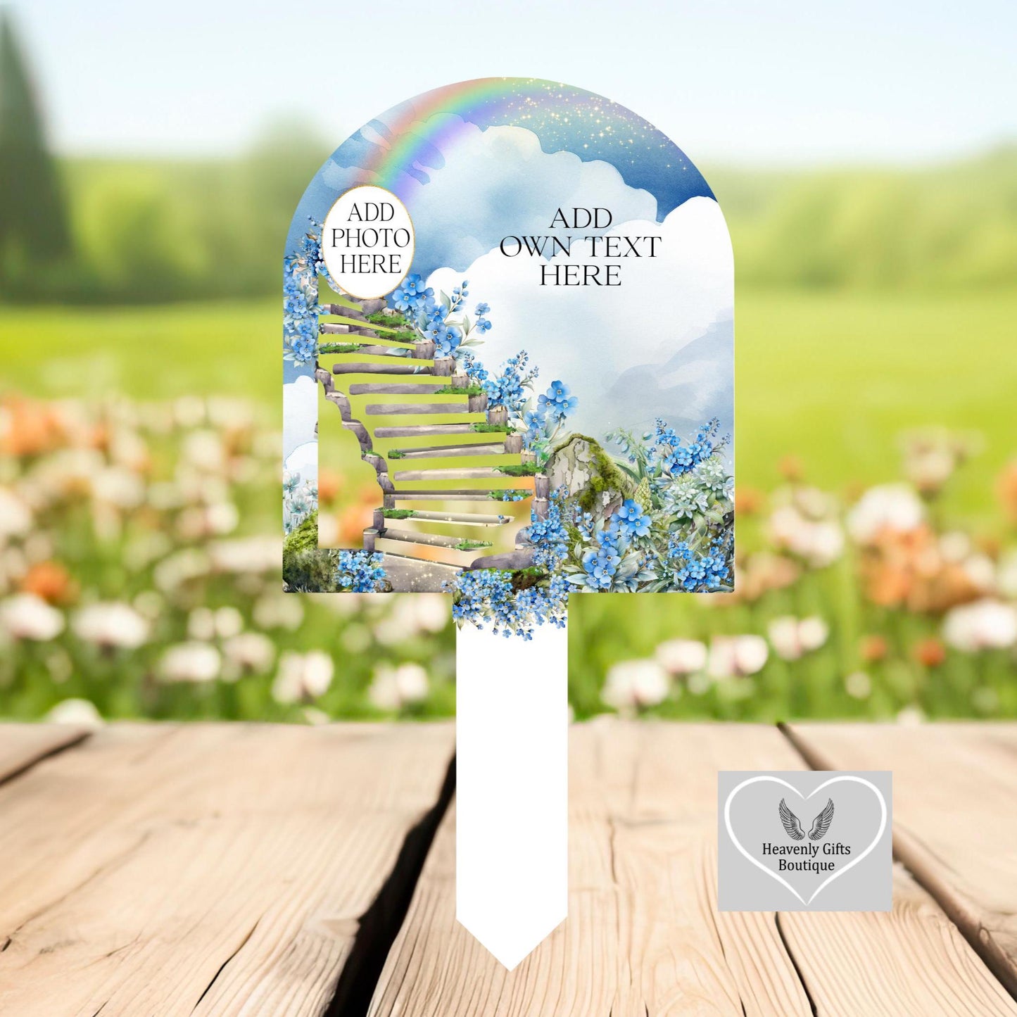 3D Stairs to Heaven Arch Grave Marker - In Loving Memory Cemetery Decoration