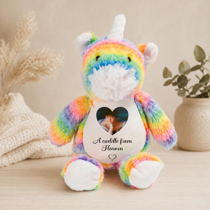 Memorial Unicorn Teddy Bear – Personalised Photo Memory Keepsake Gift For Sympathy
