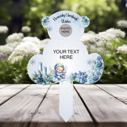 Heavenly Christmas Teddy Bear Grave Marker