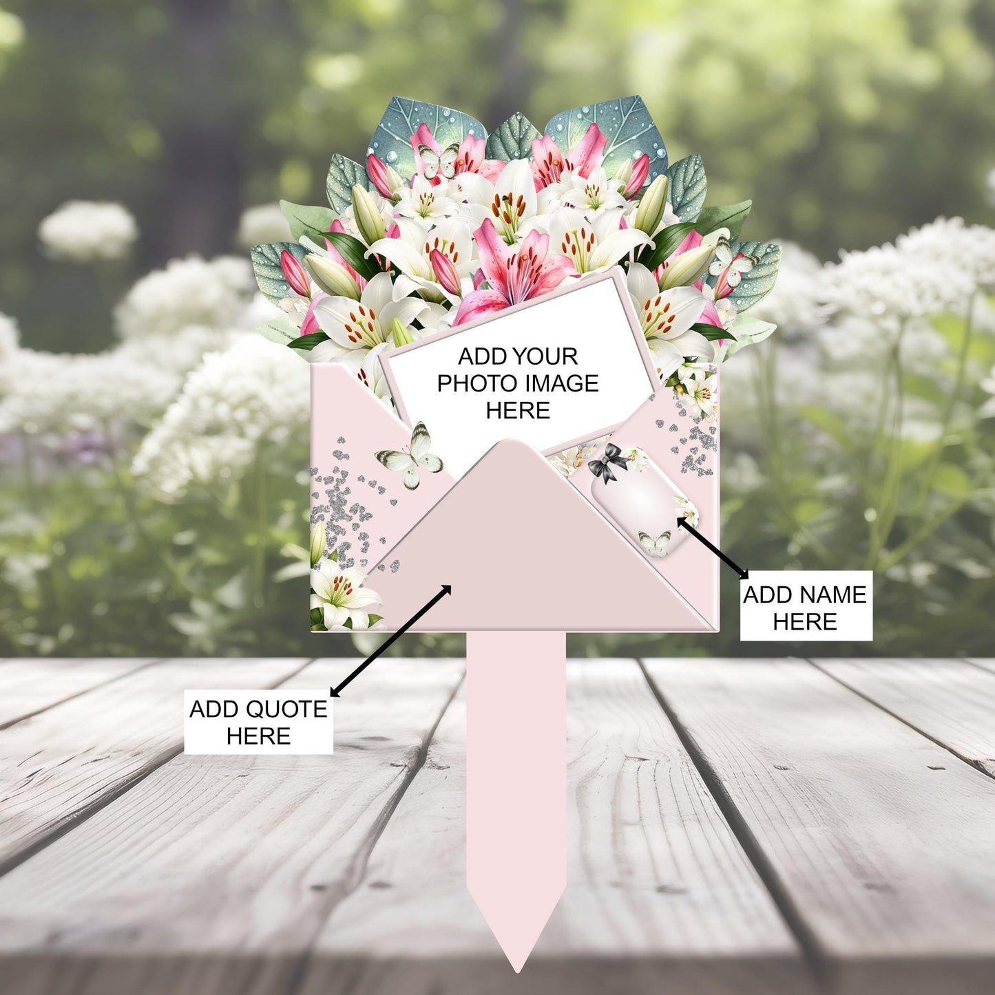 In Loving Memory Lily Flower Bouquet Grave Marker