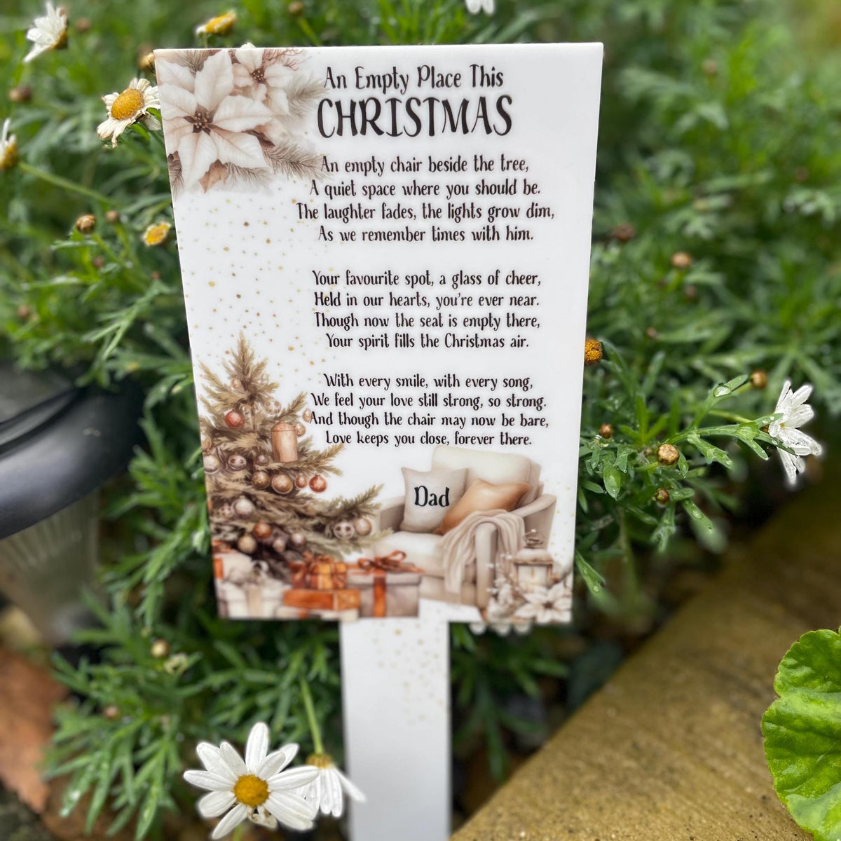 An Empty Place This Christmas armchair grave marker