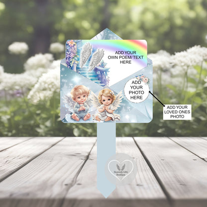 Personalised angel baby grave marker with own wording and photo