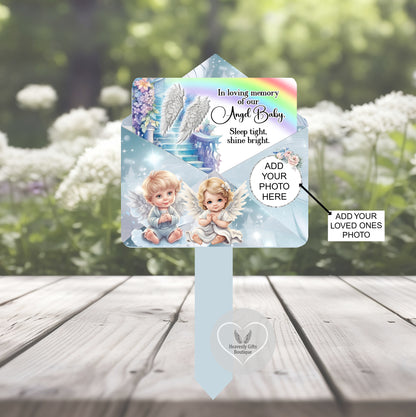 Angel baby memorial grave marker with personalised photo and poem