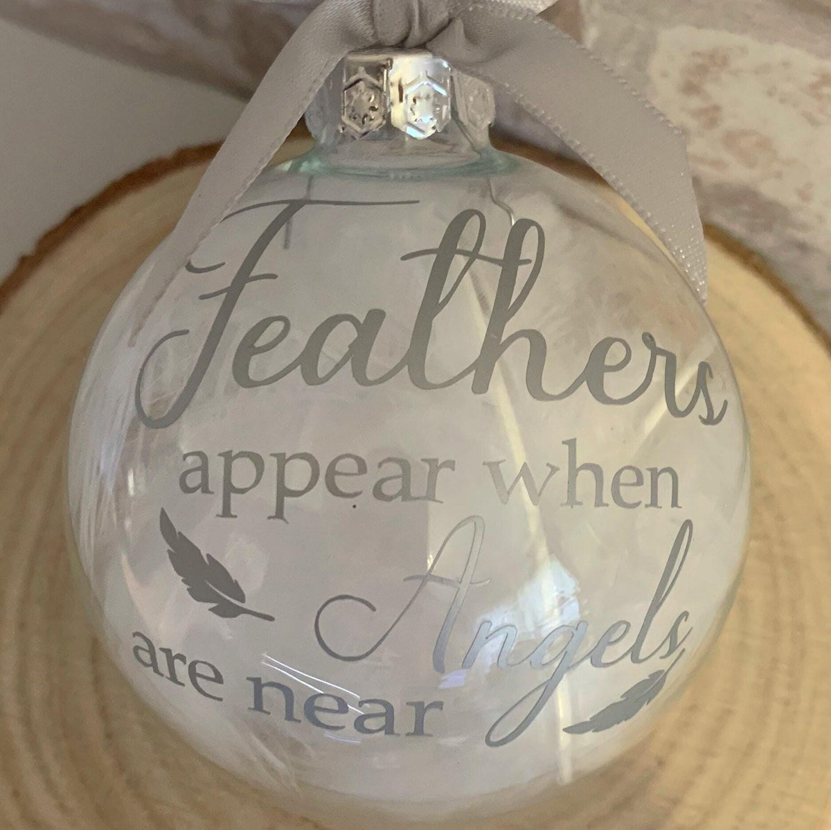 Angel feather remembrance bauble for the Christmas tree