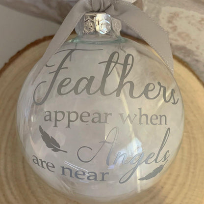 Angel feather remembrance bauble for the Christmas tree