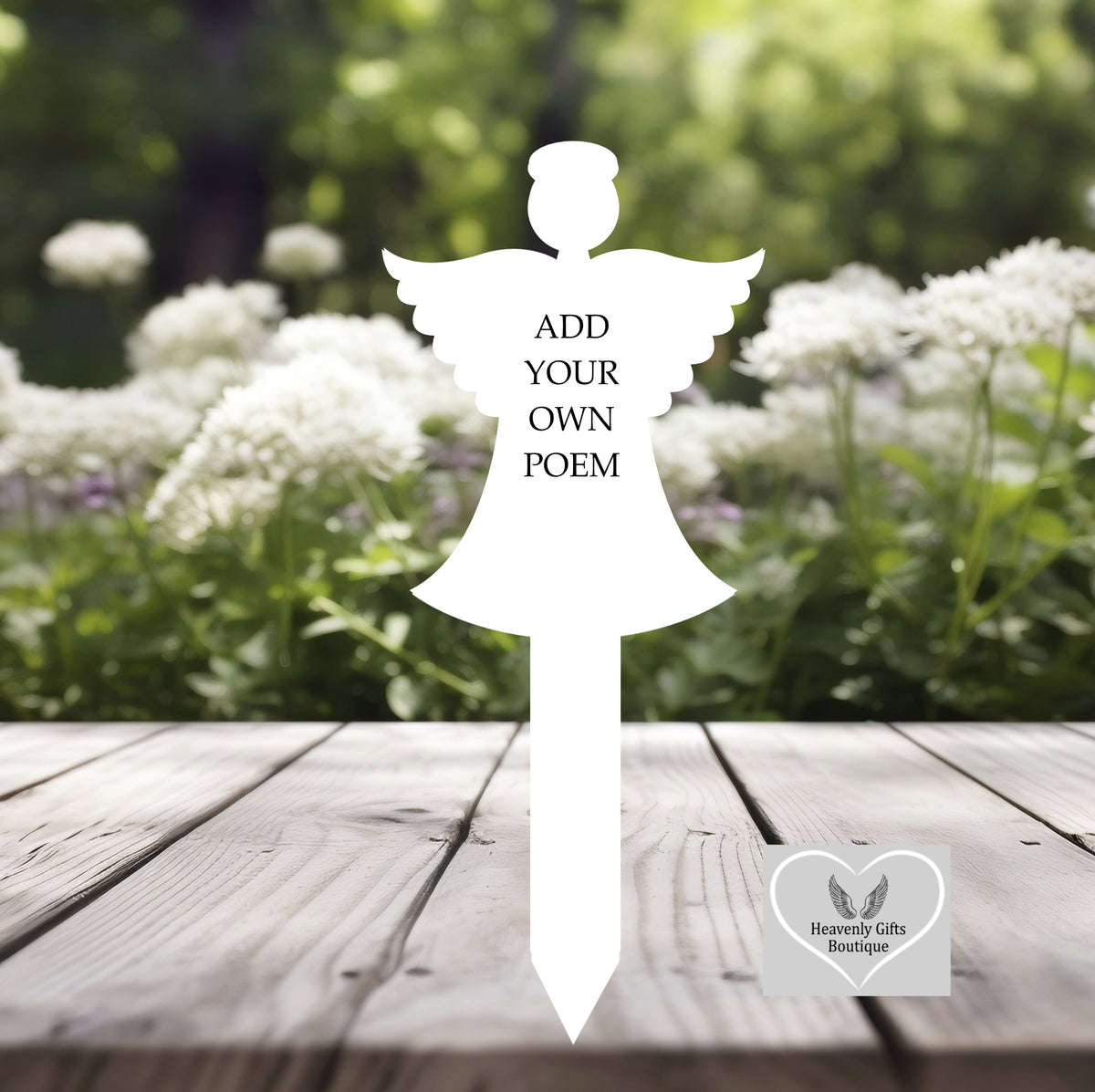 Angel memorial grave marker personalised with your own poem or wording