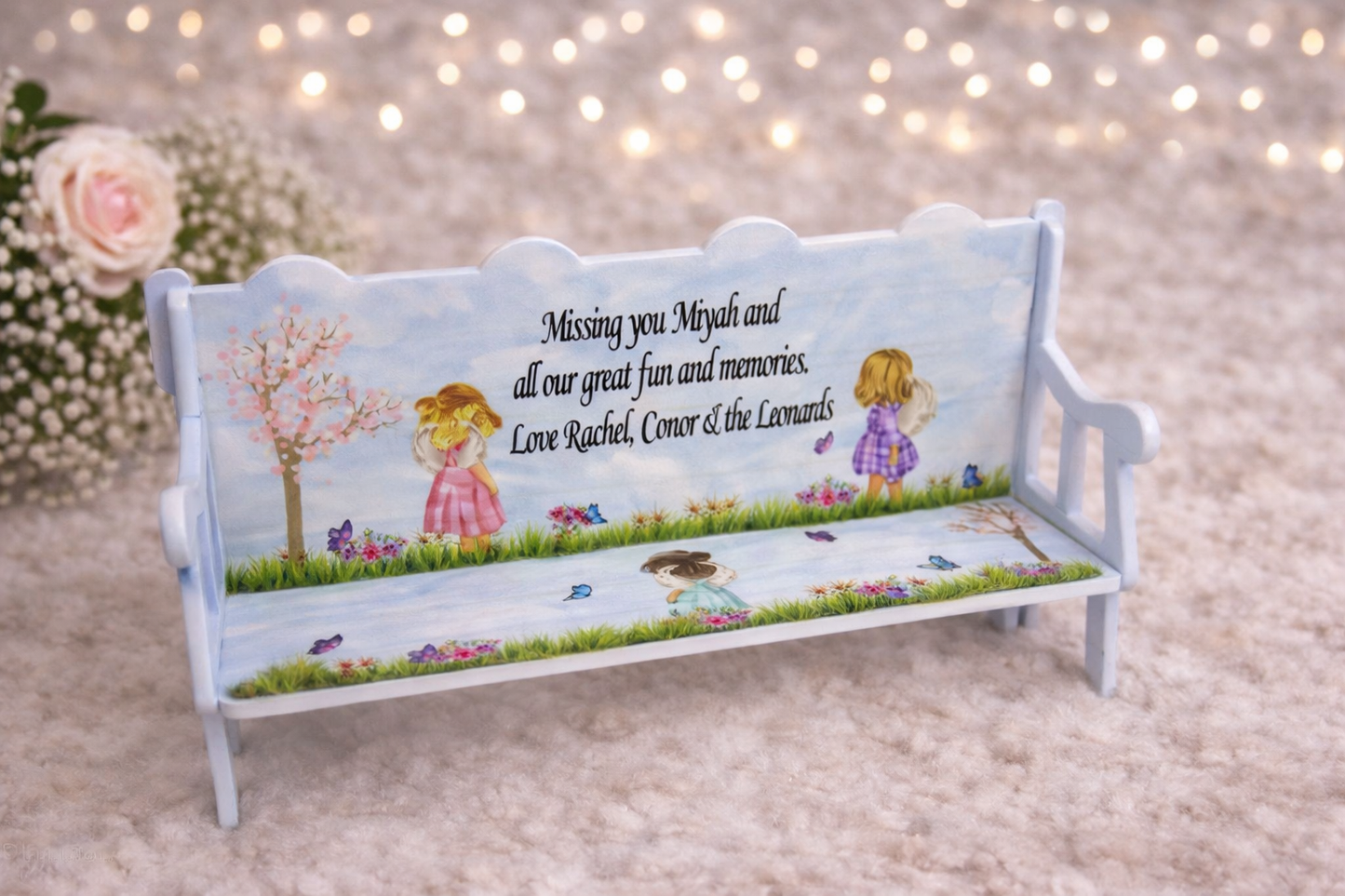 Angel In Heaven personalised baby loss memorial bench keepsake